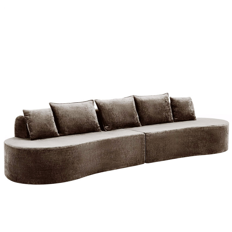 Canapé modulaire courbé pour salon, Light Brown Polyester
