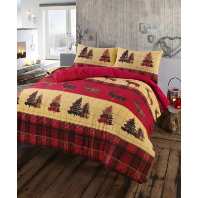 Saffold Cotton Plaid Duvet Cover Set with Pillowcases Included
