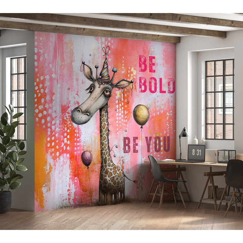 Murale pelez et collez - Girafe Be Bold, L 60 po x l 60 po