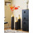 Black and Gold Tall Metal Floor Vase