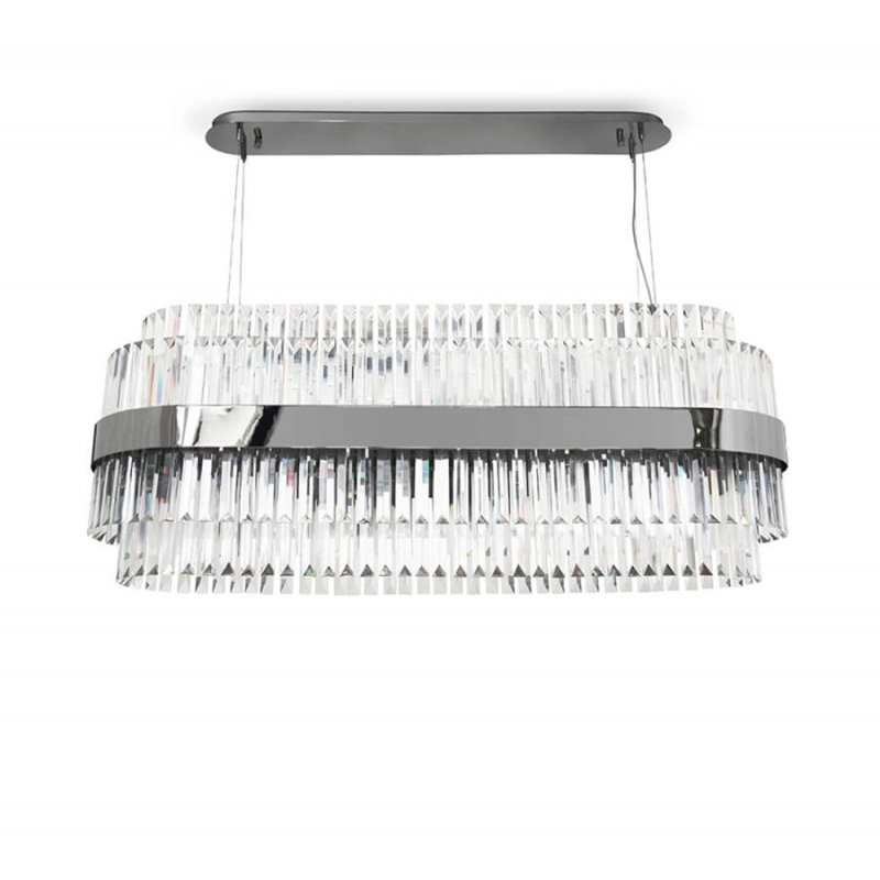 20 - Light Dimmable Pendant Chandelier, Brushed Bronze, Clear, 63" Length x 19" Width x  23" Height