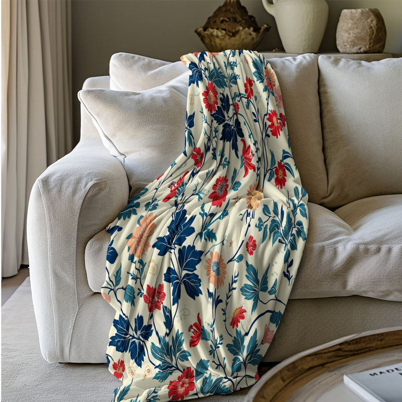 Rose rétro vintage - couverture sherpa de qualité supérieure 1 pièce, Grand lit