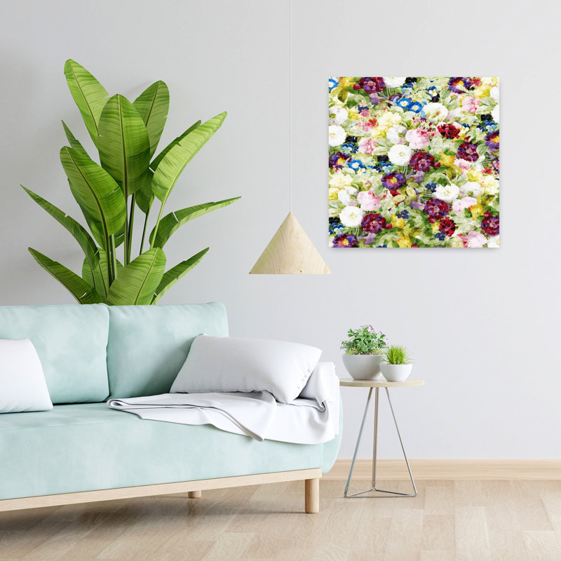 Art contemporain, art floral rétro, H 24 po x l 24 po