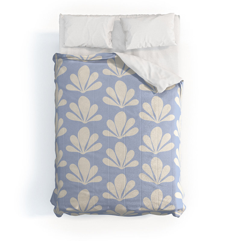 Ensemble d'édredon en coton bleu standard, Édredon double + 2 taies décoratives standard