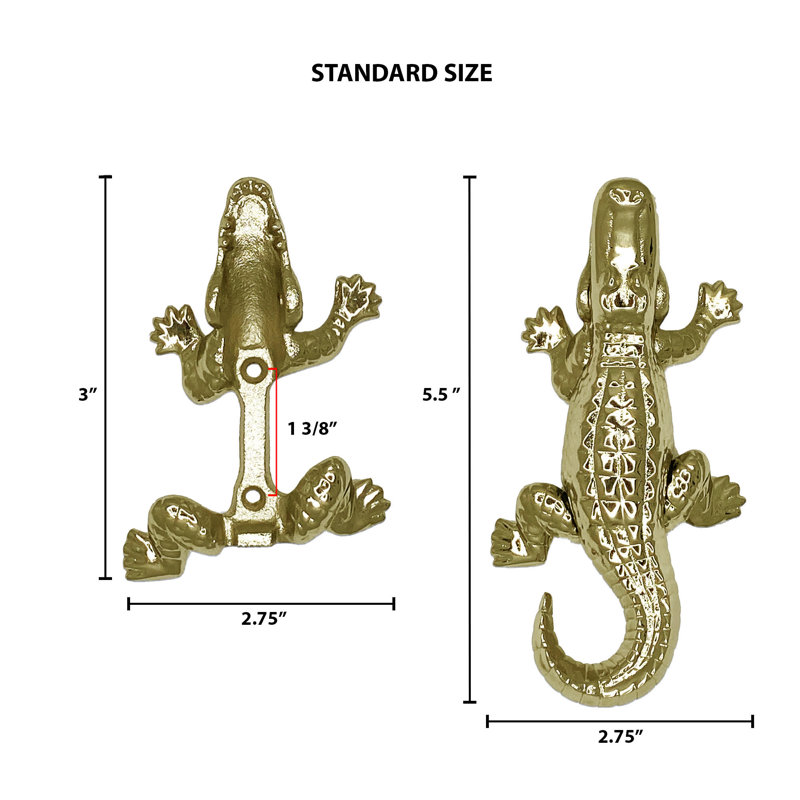 Heurtoir de porte en alligator, Laiton, 5,25 po x 2,5 po x 1 po
