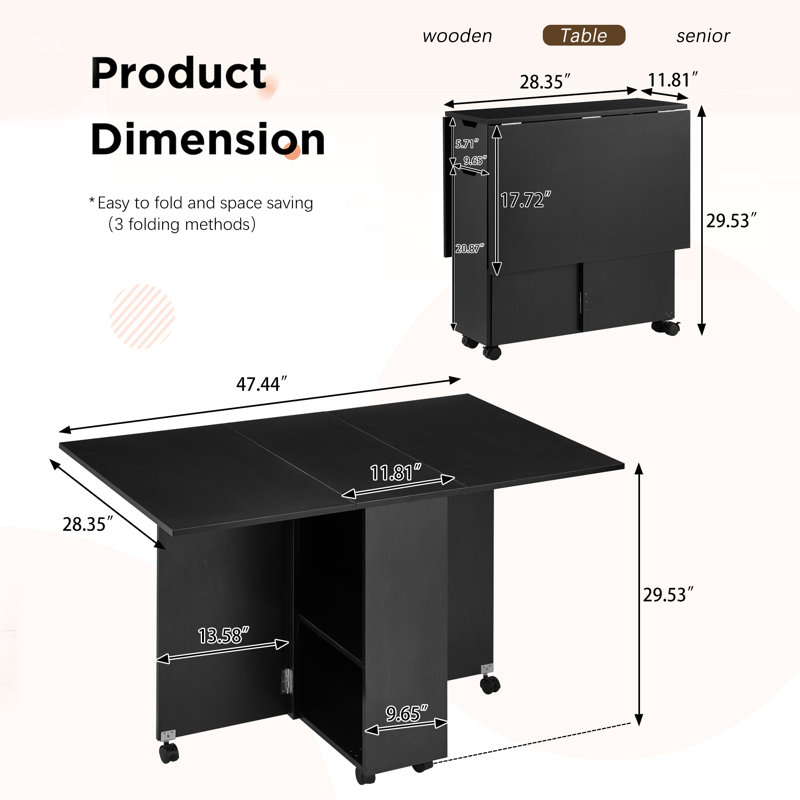 Charquita Extendable Dining Table, Black