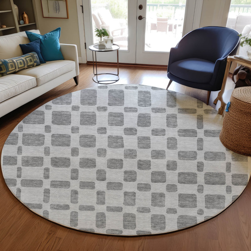 Malek Indoor/Outdoor Area Rug with Non-Slip Backing, Round 8'
