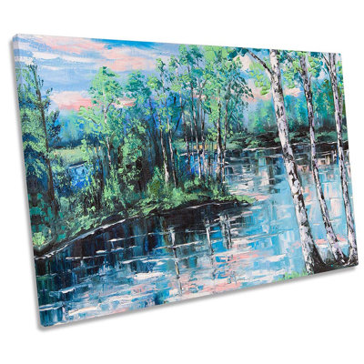 Blue Lake Landscape Repro - Wrapped Canvas Print