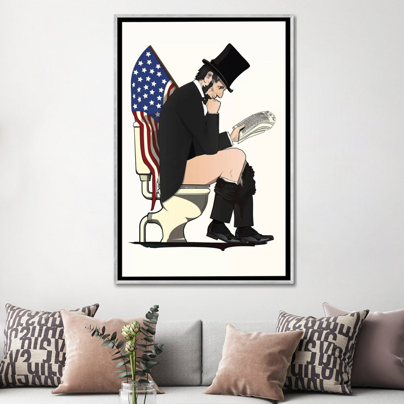 Abraham Lincoln on the toilettes - impression d'art graphique, H 60 po x l 40po x P 1,5 po, Aucun mat