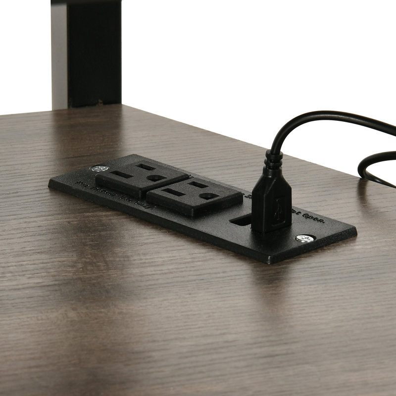 Chardell LED Height Adjustable TV Stand With Mount Storage and Power Outlet, Force Gray/Black