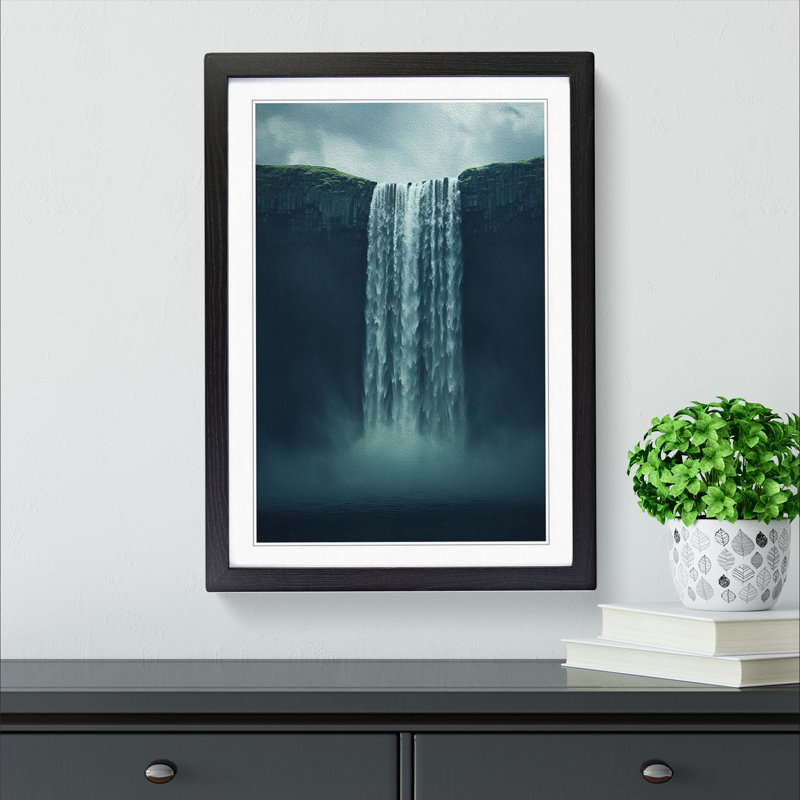 Waterfall Minimalism No.2 - Framed Print, Black , 46cm H x 34cm W x 2cm D