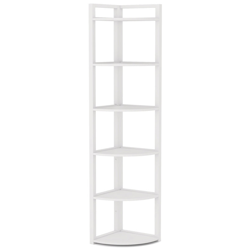 Étagère de coin 70,87 "à 6 niveaux pour salon et bureau, Blanc