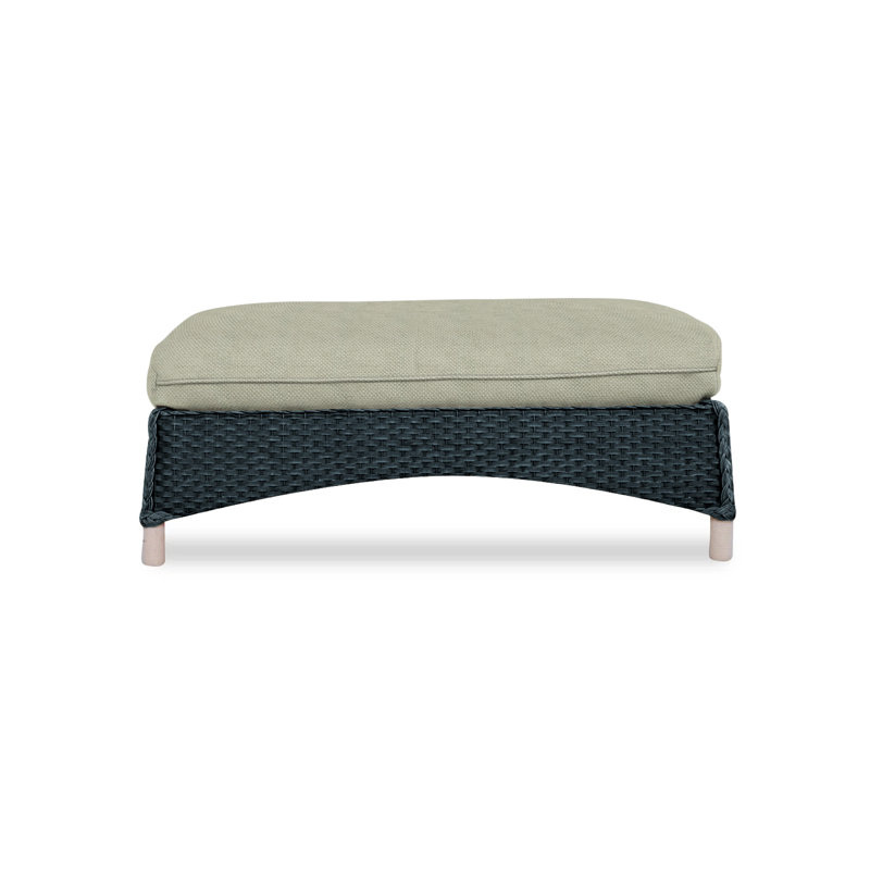 Mandalay Outdoor Ottoman, Callen Celadon, Ebony