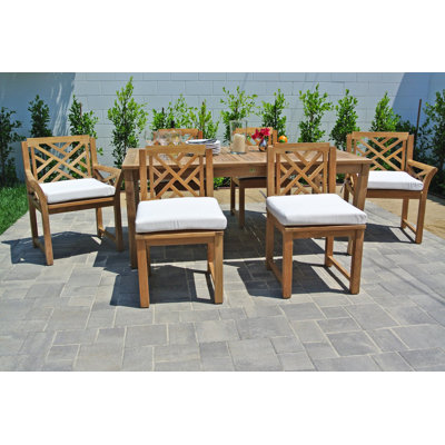 Monterey 6 - Person Teak Wood Patio Dining Set with Rectangular Table , Sunbrella® Cushions Included