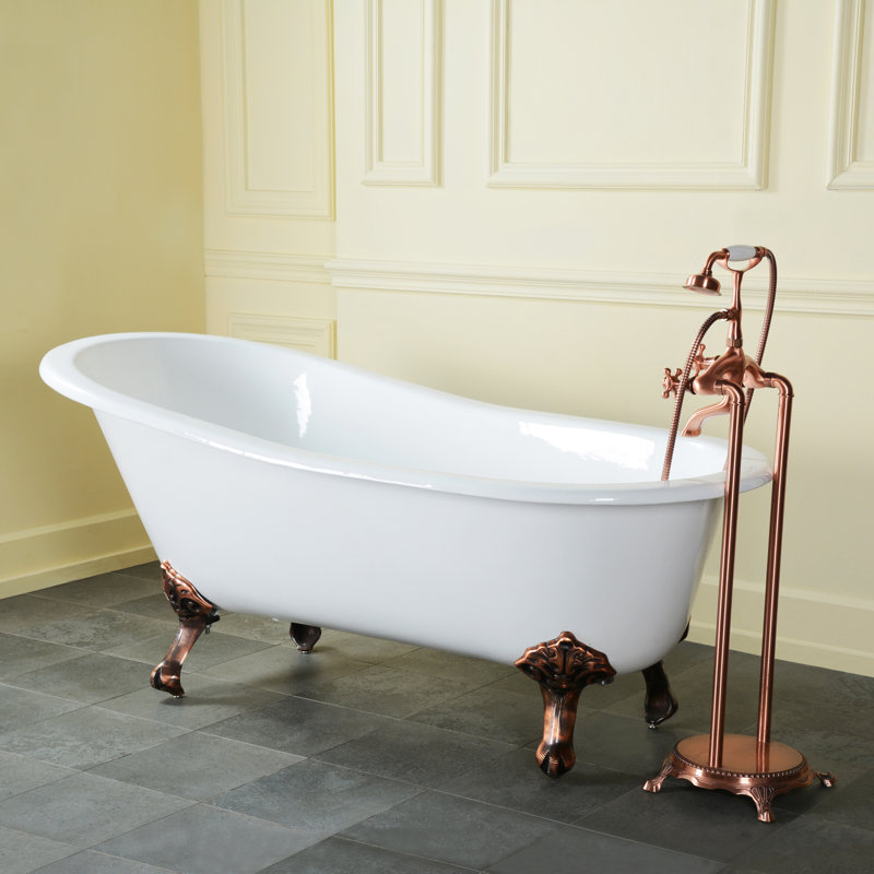 Gavin 54.25'' x 30.12'' Soaking Cast Iron Bathtub, Polished Chrome