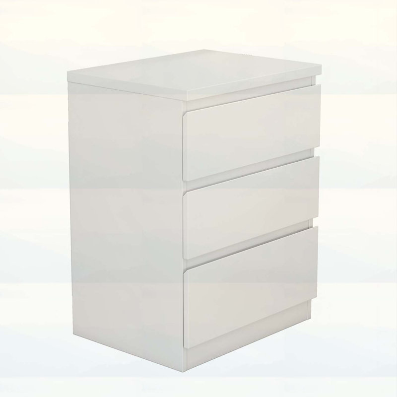 Nightstand with 3 Drawers,Small End Table, White