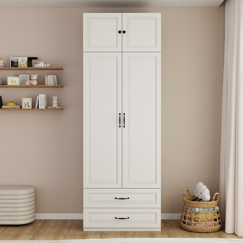 Grand garde-robe de 89 po avec armoires supérieures, charnières à fermeture en douceur, tiroirs
