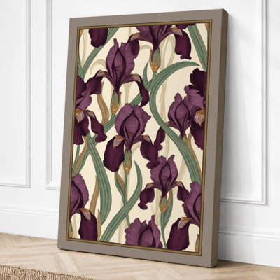 Iris Garden Pattern Botanical - Wrapped Canvas