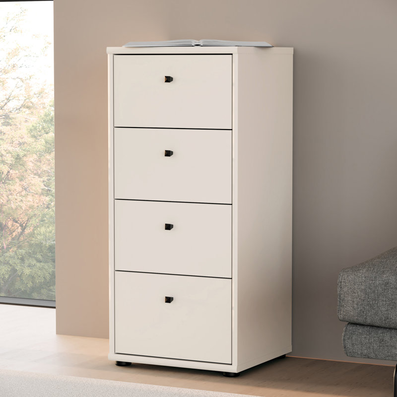 Tekita Modern chest of drawers with 4 drawers, versatile use for work and living spaces, engineered wood, beige, 38.6 cm W x 85.5 cm H x 34.8 cm D