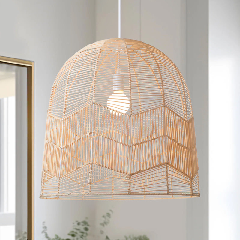 Gerben 1 - Light Natural Dome Pendant, 96.46" H x 17.72" W x 17.72" D