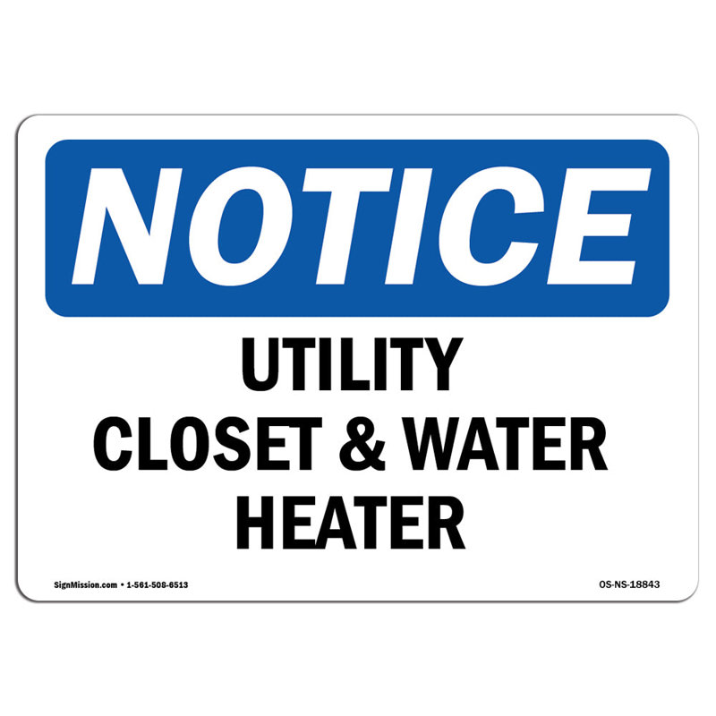 Enseigne utilitaire et chauffe-eau, H 12 po x l 18 po x P 0,1 po
