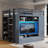 Modern Loft Bed With Built-In Wardrobe & Remote Control LED Lights-946779148