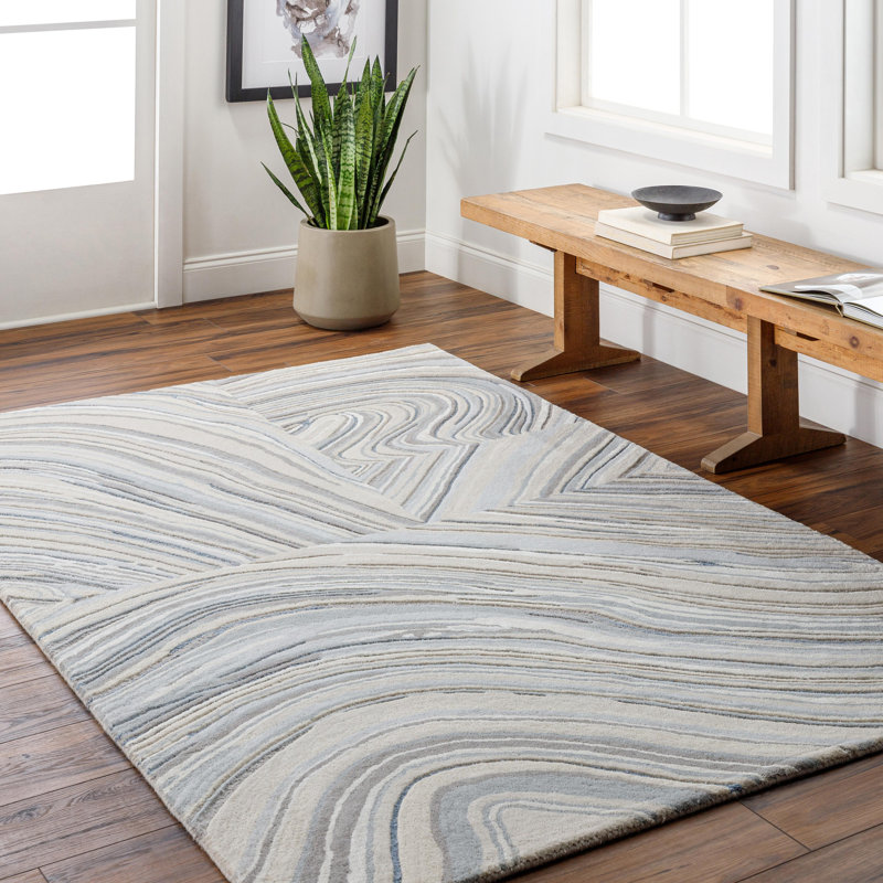 Tapis taupe en viscose / laine touffeté à la main Rectangle Dreamscape, Rectangle 2 pi x 3 pi