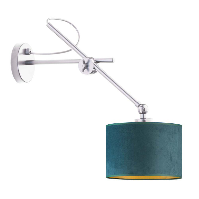 Ahyana Swing Arm Sconce, Silver, Green/Gold