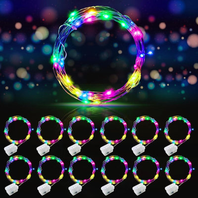 12 Pack Led Fairy Lights Battery Operated String Lights Waterproof Silver Wire 20 Led Firefly Starry Moon Lights For DIY Wedding Party Bedroom Patio Christmas