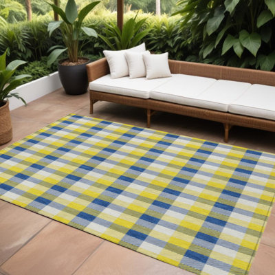 Tapis d'intérieur lavable à carreaux beige 8 pi x 10 pi