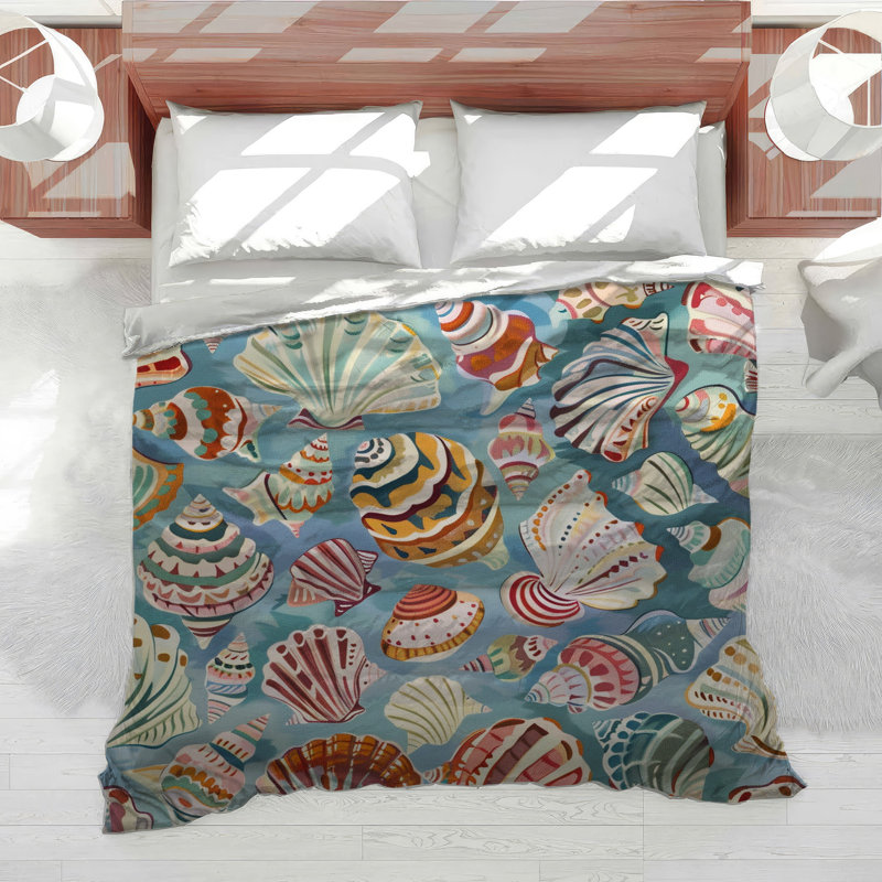 Édredon bord de mer Shells Bedding, Édredon simple très long