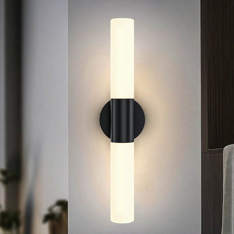 22"H 2-Light Matte Black Dimmable Vanity Lighting 3-CCT LED Bath Bar Light, Matte Black