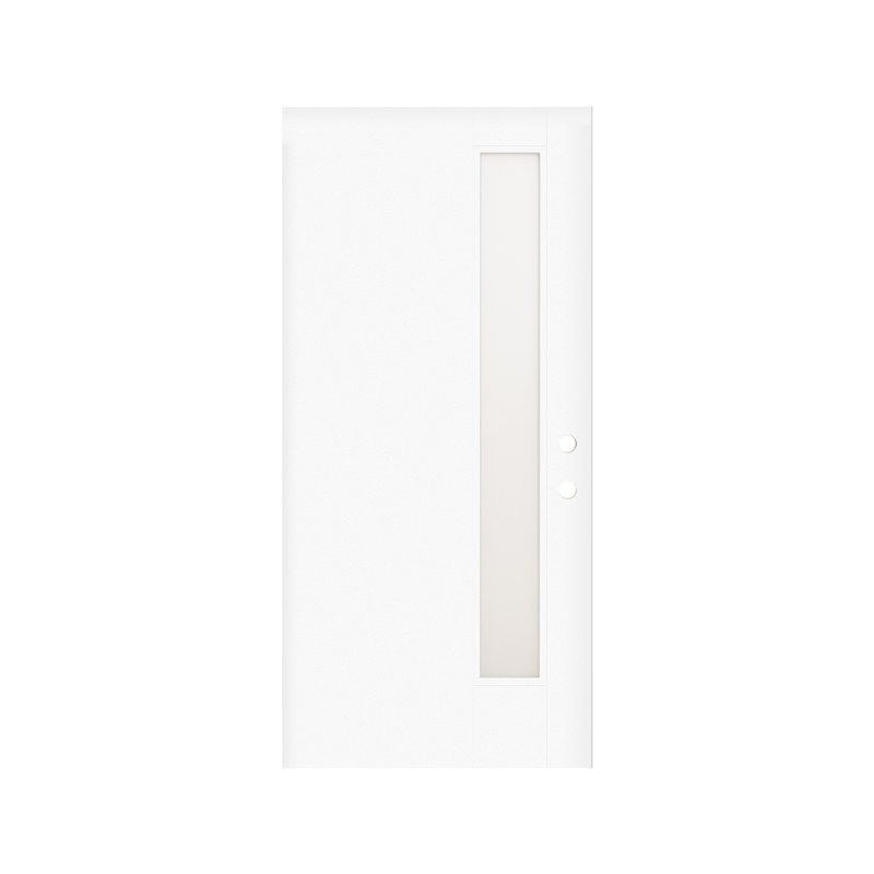 Porte d'entrée en fibre de verre avec cadre en PVC, porte extérieure vers l'intérieur avec moulure de brique à droite, Left