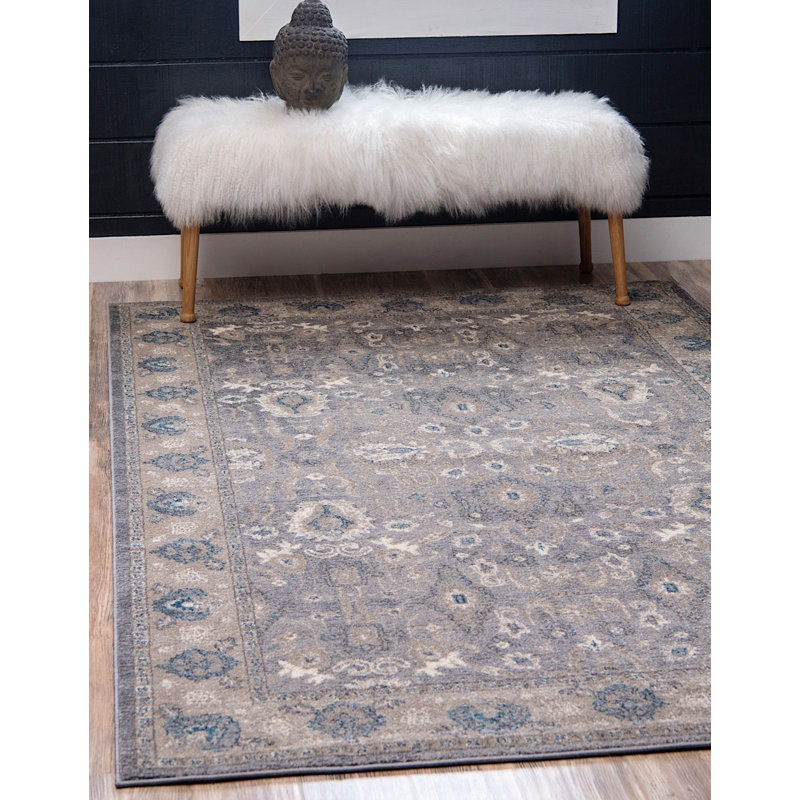 Tapis à motif oriental gris Linz, Rectangle 10 pi x 13 pi