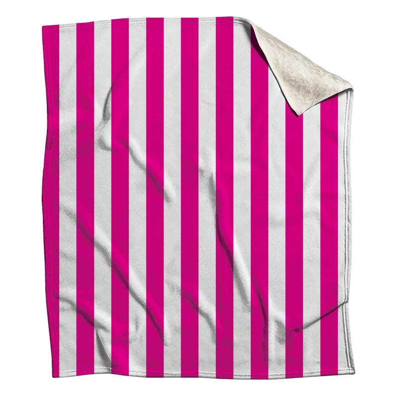Pink White Stripes Blankets, 60in W x 80in H