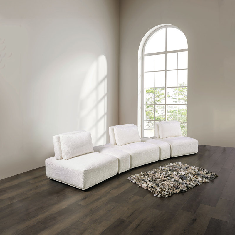 Canapé modulaire 5 pièces Aukeem, Polyester blanc