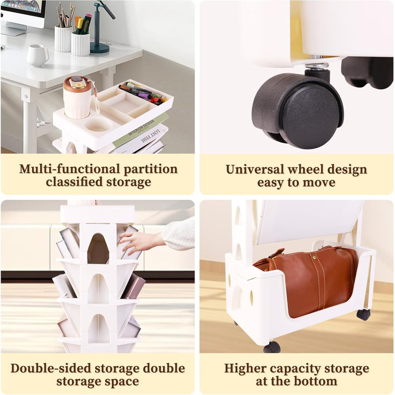 Mobile Bookshelf With Wheels Utility Organizer Bookshelves
