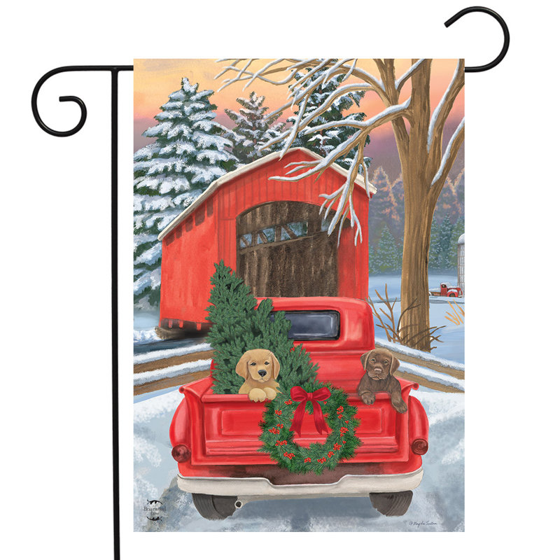 Drapeau de jardin d'hiver, Rouge / vert / blanc / gris