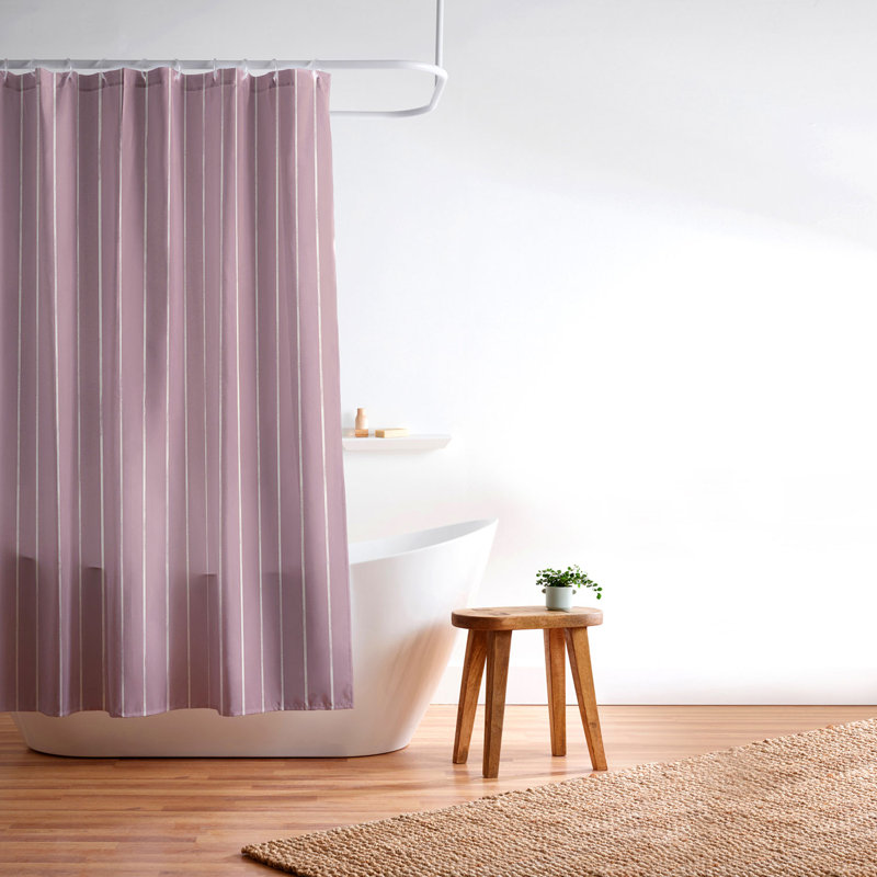 Avenie Winter Botanica Stripes Shower Curtain, Pink Vintage Look 1