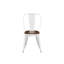 4 chaises de salle à manger industrielles en métal blanc ultrabrillant avec siège en bois de noyer empilable de 18 pouces de hauteur à l'intérieur et à l'extérieur