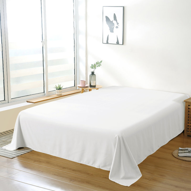 Drap plat en microfibre , Blanc, Drap plat pour lit simple