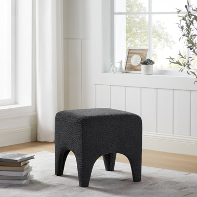Modern Boucle Upholstered Ottoman, Shoe Changing Stool, Makeup Stool by Ebern Designs