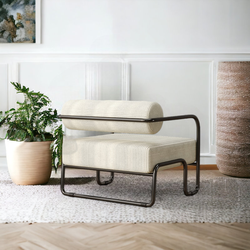 Franchina CAL117 Compliant 27'' Wide Tufted Armchair, Beige Corduroy