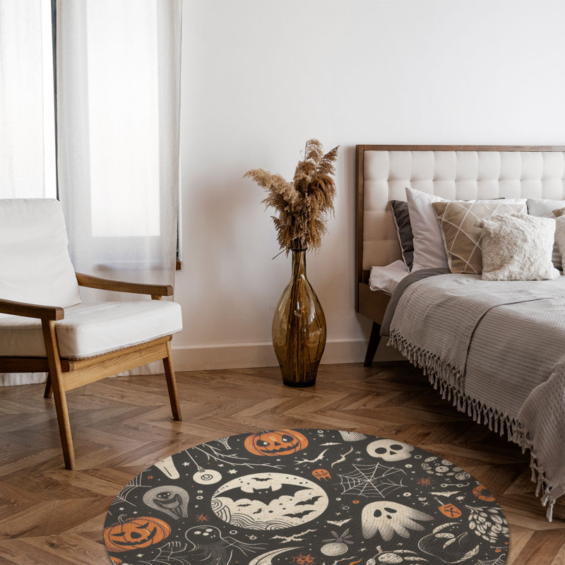 Tapis fantôme tressé minimaliste, Rond 5 pi