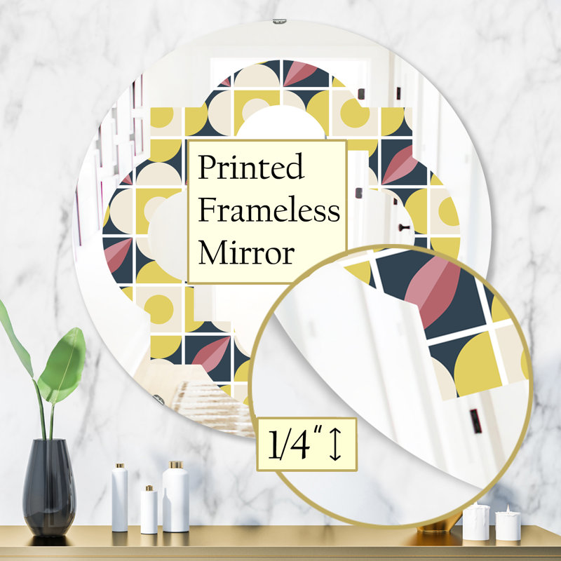 Miroir mural éclectique à motif quadrilobe en mosaïque, H 31,5 po x l po