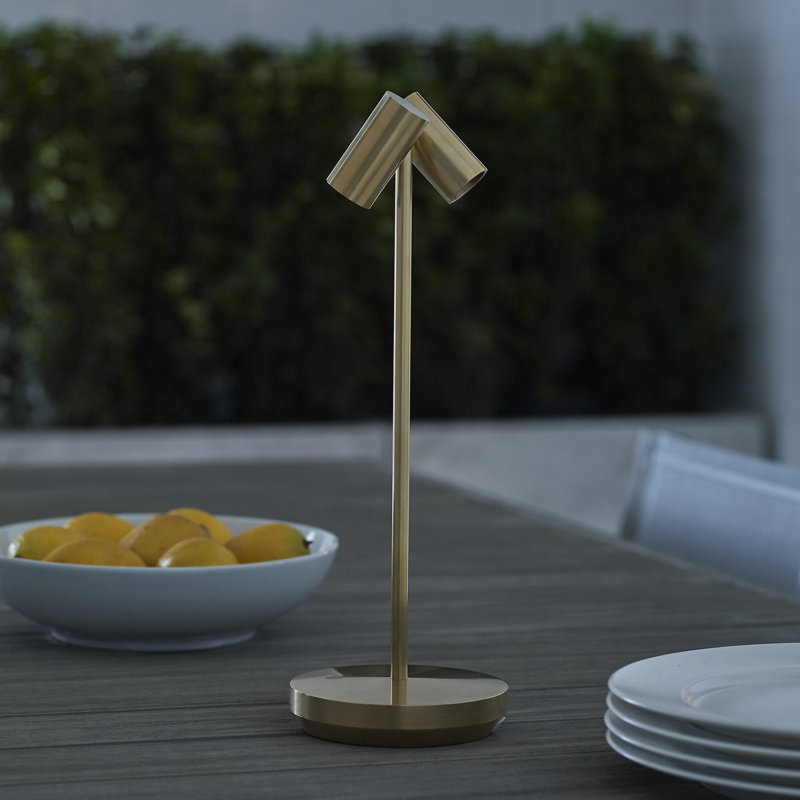 Doppia Accent Rechargeable Table Lamp, Natural Brass