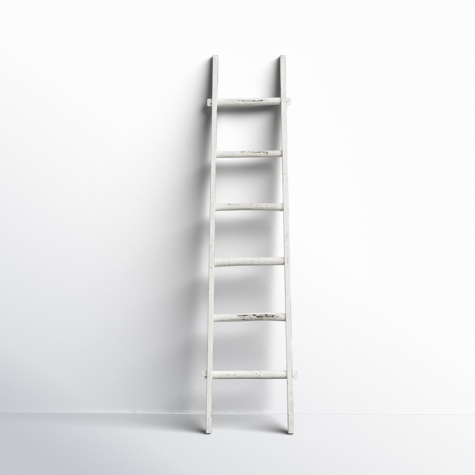 Rustic 6ft Tall Blanket Ladder, Decorative Freestanding Ladder For Storage - 19" x 2" x 76", White