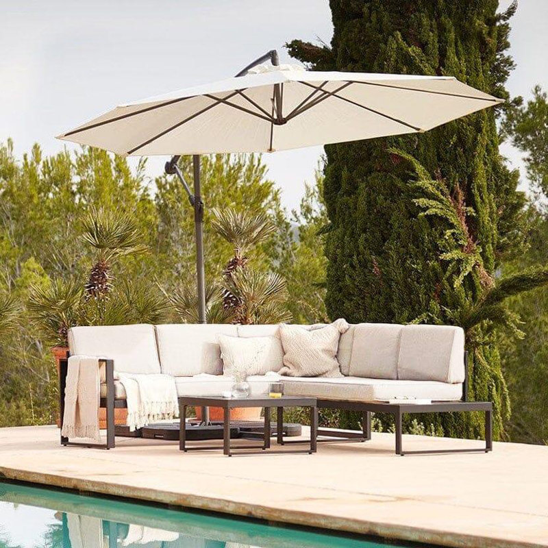 Anessah 5 - Person Garden Lounge Set with Cushions, Cream, Cream Cushion/Black Frame