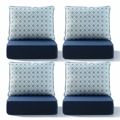 Coussins d'extérieur épais de 6 po 22 po x 24 po x 6 po, coussins d'extérieur réversibles à assise profonde, coussin de remplacement épais protégé contre les rayons UV pour meubles de patio pivotants en rotin d'osier