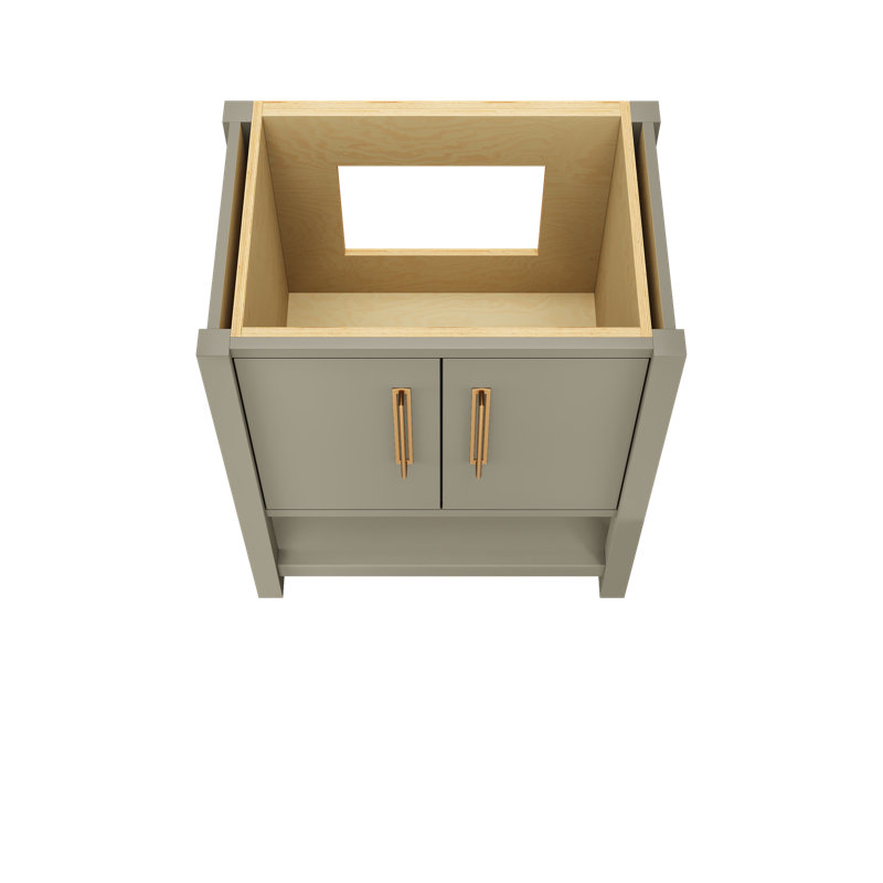 Kiawah Single Bath Vanity, 30", French Olive, Satin Gold
